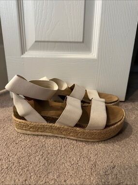 Women's Cream Espadrille Platform Sandals